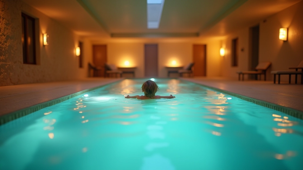 Detail tradičního bazénu s minerální vodou a relaxačního wellness prostoru
